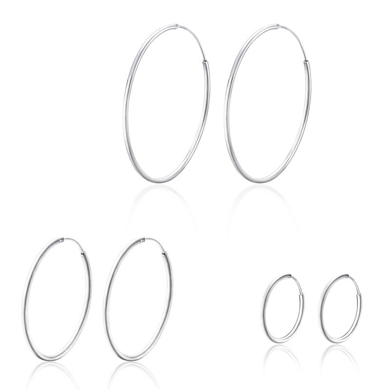 1001 Women's Fashion Sterling Silver Hoops