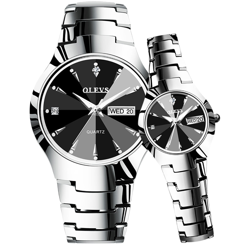 120 Couple Fashion Wolfram Steel Quartz Watch