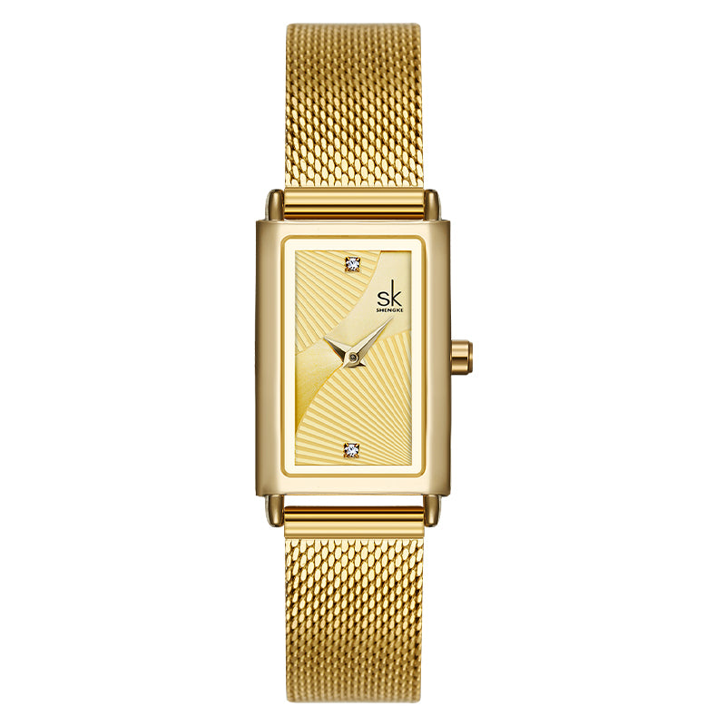 Women's Fashion Rectangle Quartz Watch With Mesh