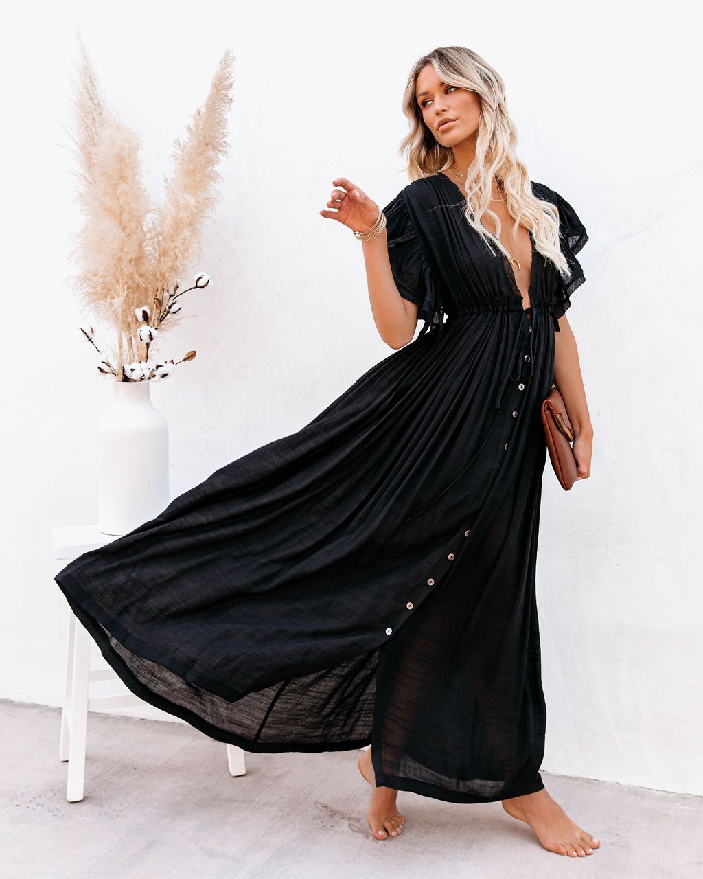 V Neck Maxi Dress