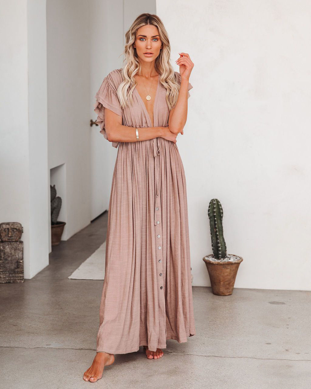 V Neck Maxi Dress