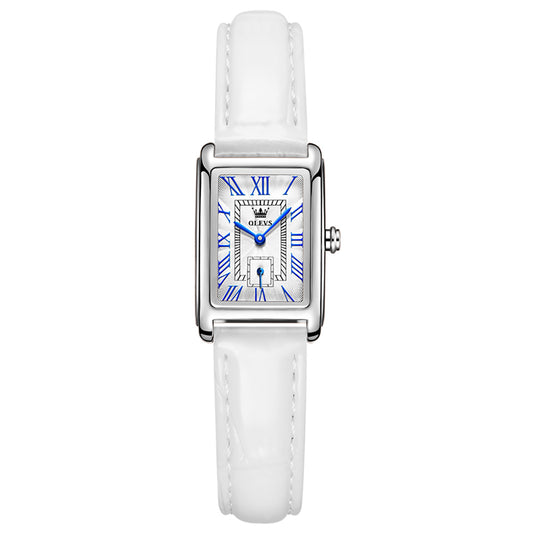 Women's Rectangle Quartz Watch With Leather Strap