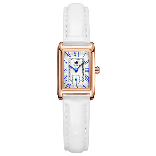 Women's Rectangle Quartz Watch With Leather Strap