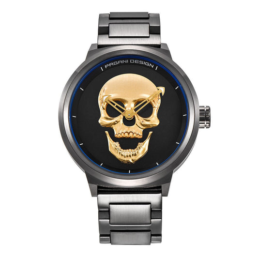 23 Men's Fashion Skull Round Metal Quartz Watch