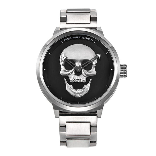 23 Men's Fashion Skull Round Metal Quartz Watch