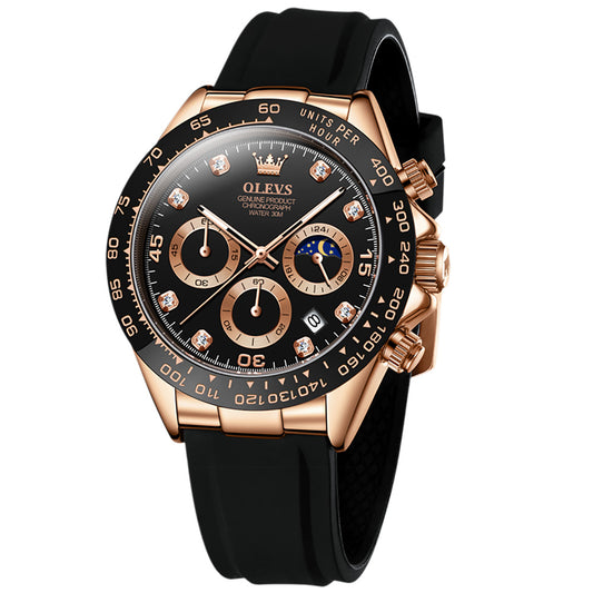 42 Men's Chronograph Quartz Watch With Silicone Strap
