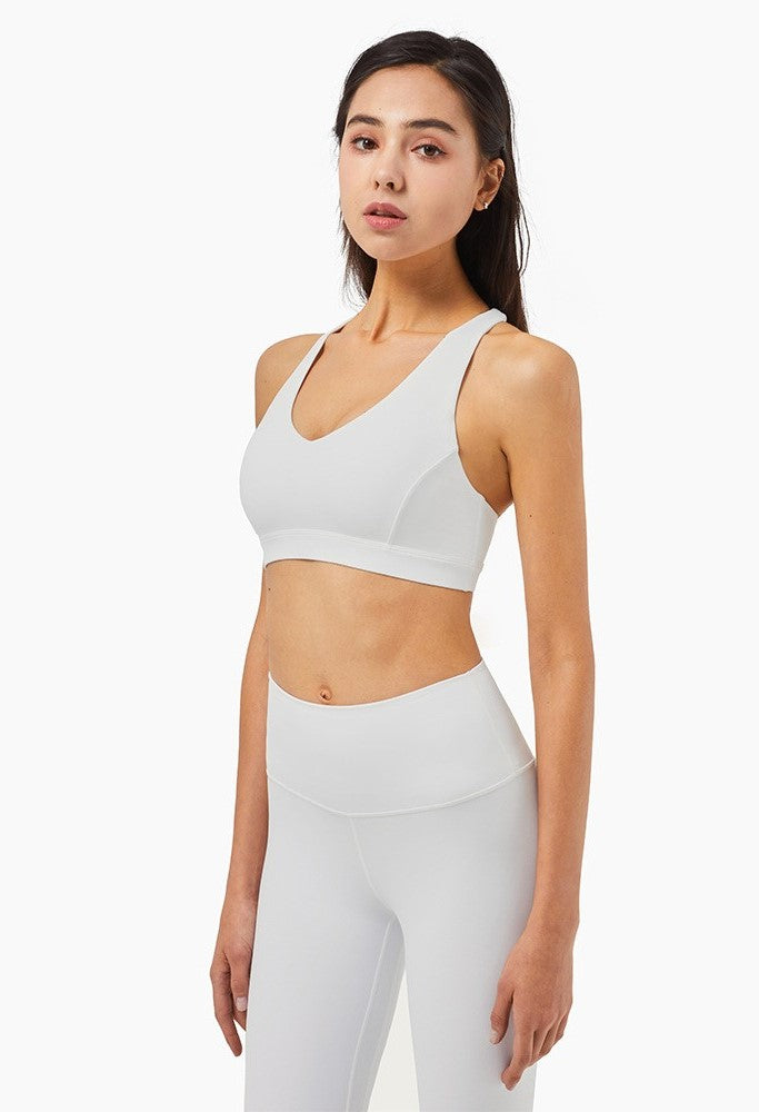 V Neck Pushed-up Fitness Bra