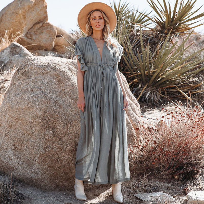 V Neck Maxi Dress