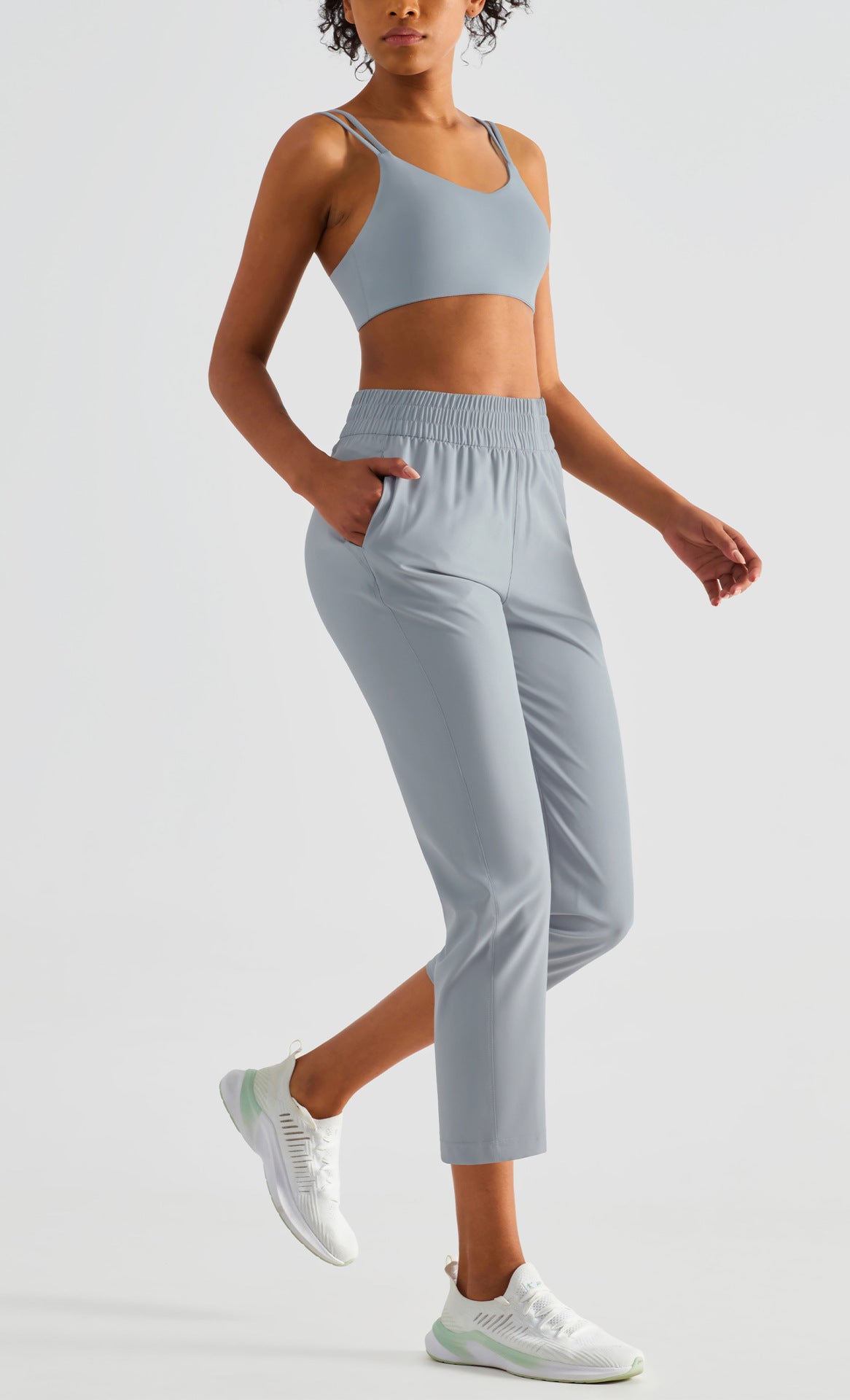 Cropped Jogger Pants With Pockets