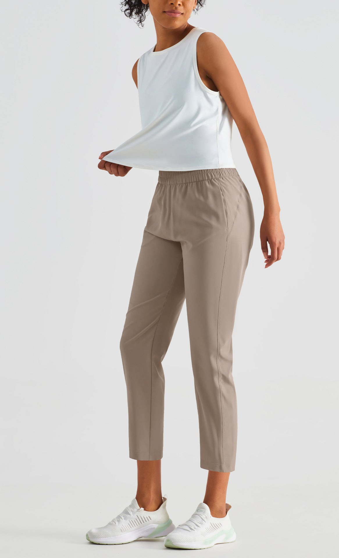 Cropped Jogger Pants With Pockets