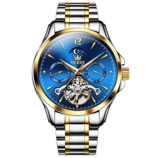 19 Men's Fashion Two Tone Metal Round Automatic Watch