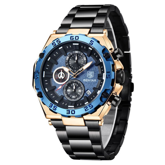 13 Men's Fashion Metal Strap Multi Dials Quartz Watch