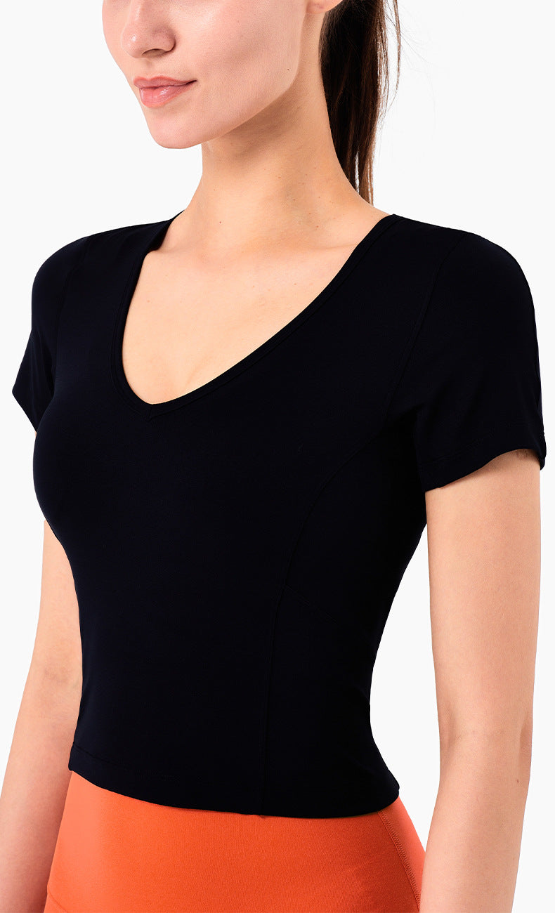 V Neck Cropped Yoga Shirt