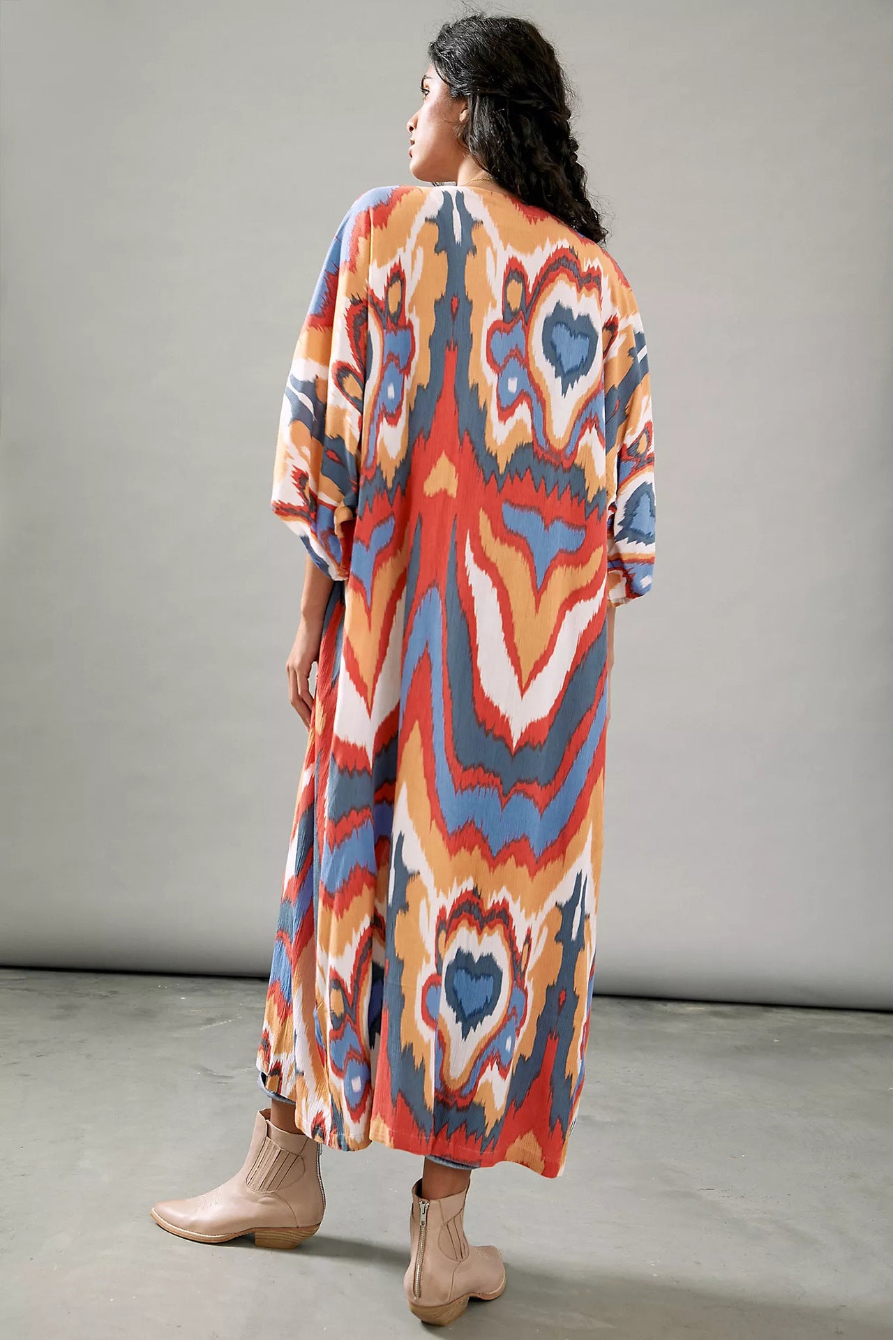 Multicolored Printing Kimono