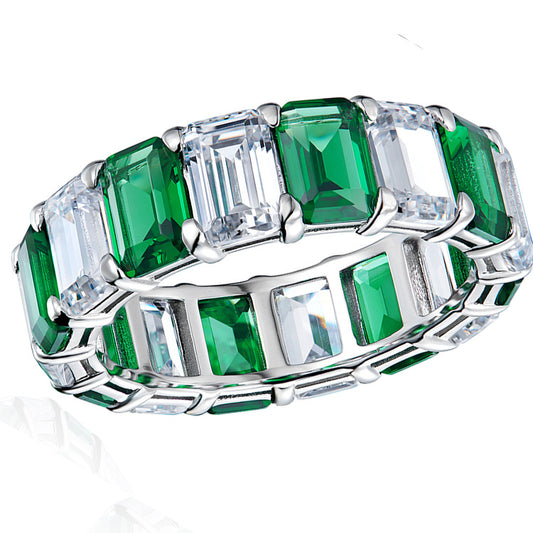 812 Women's Fashion Emerald Sterling Silver Ring