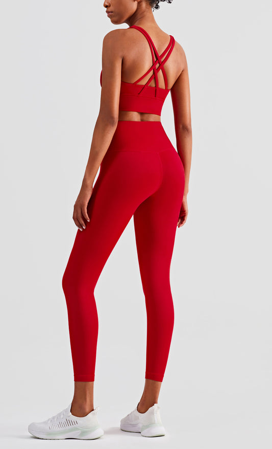 Red Full Length Leggings