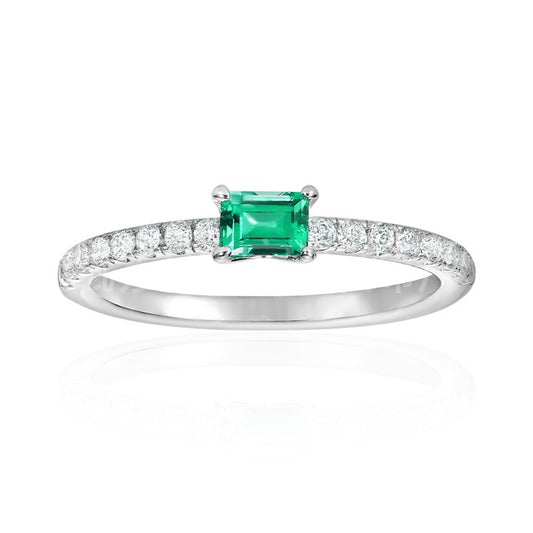 813 Women's Fashion Emerald Sterling Silver Ring