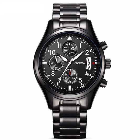 64 Men's Black Metal Quartz Watch