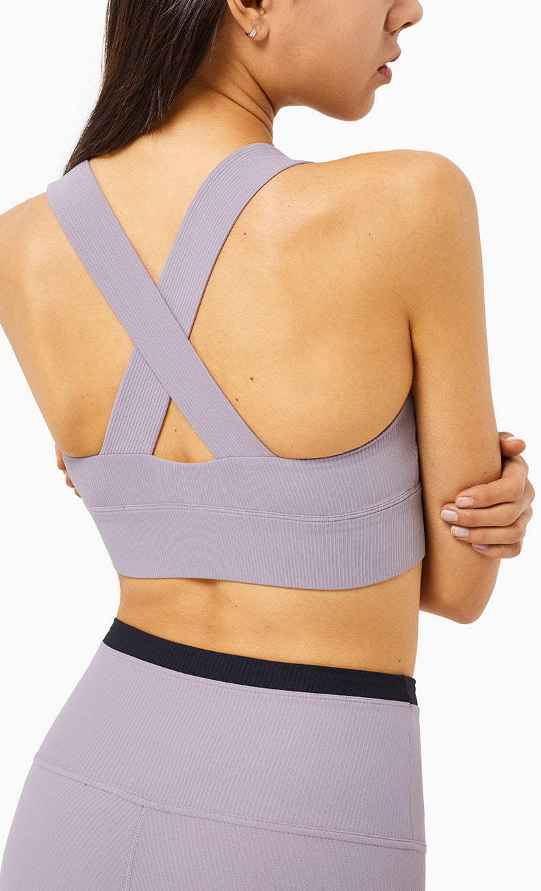 Wide Rib Corss Strap Pushup Yoga Top